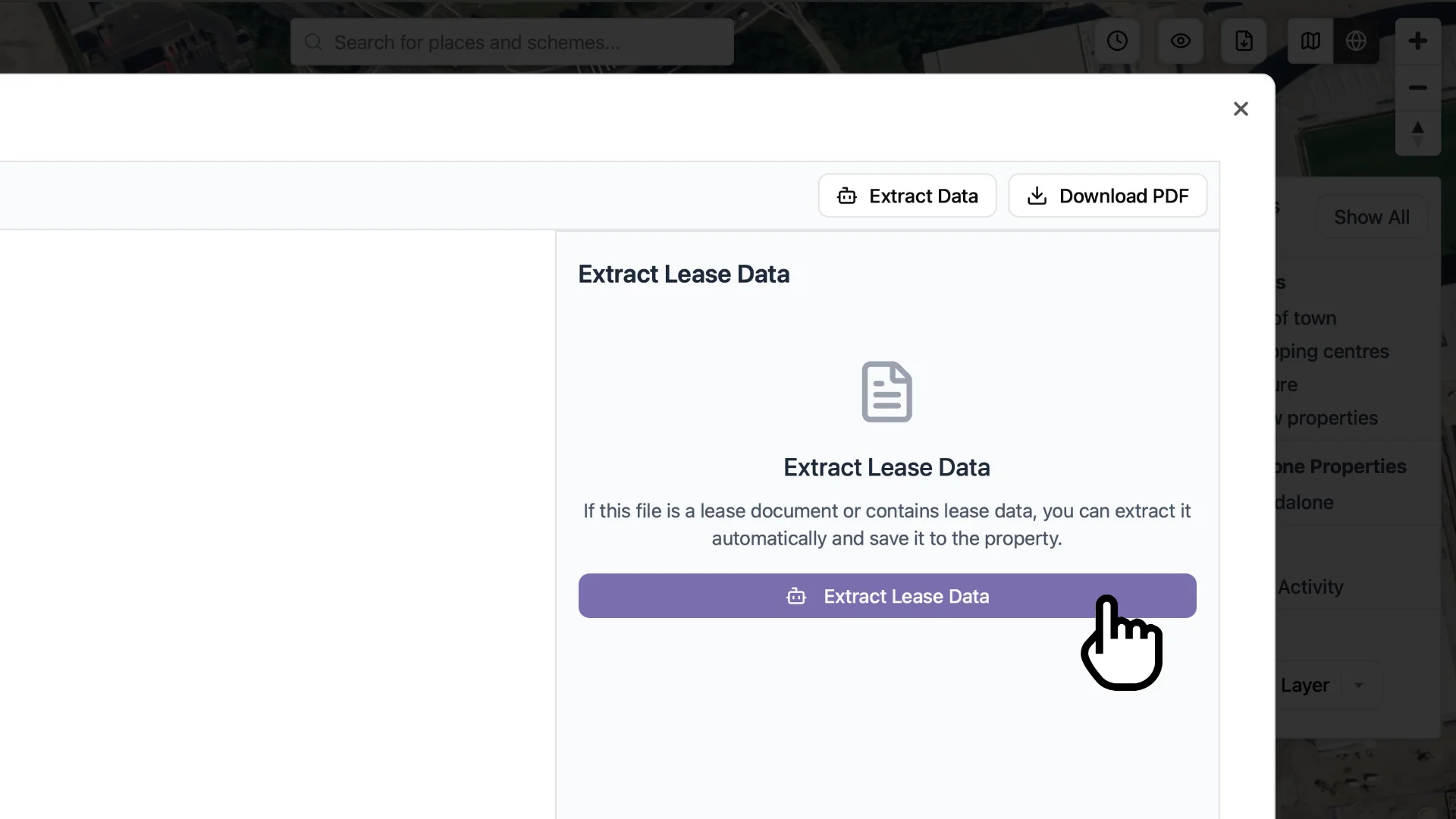 Screenshot of extracting lease data with AI